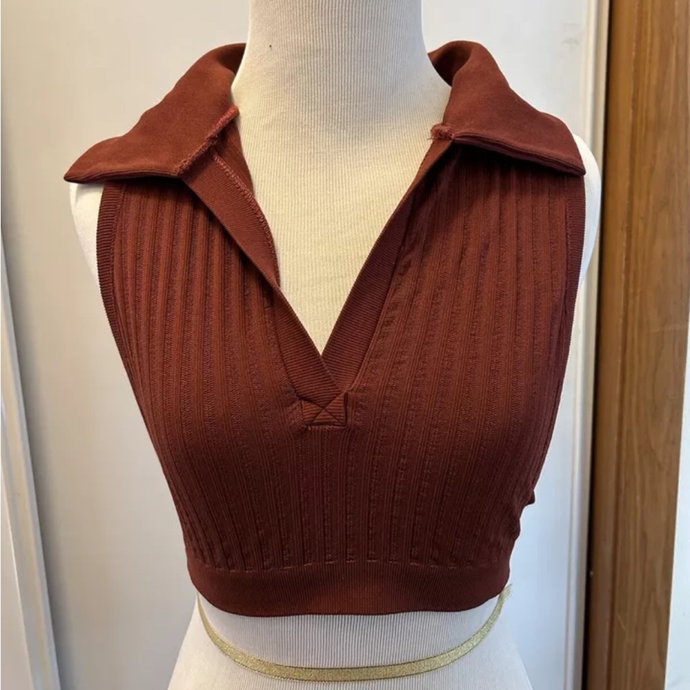 UO Out From Under Ribbed Stretch Collar Crop Top
